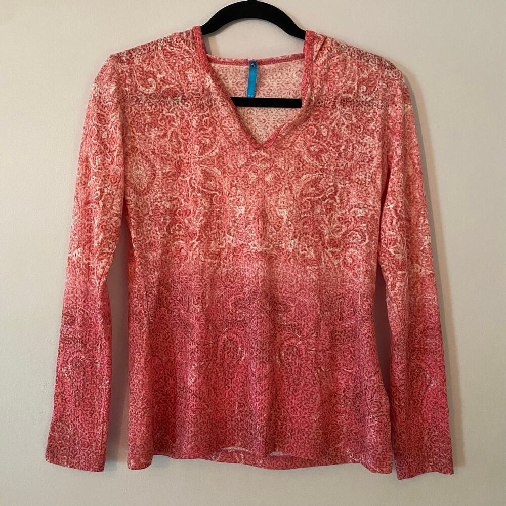 Kuhl Pink Paisley Hooded Cotton Blend Gorpcore Top Athleisure Women's size XS